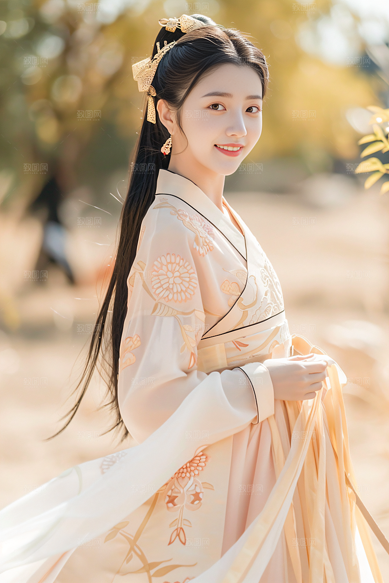 锦鲤汉服美女优雅金鱼素材