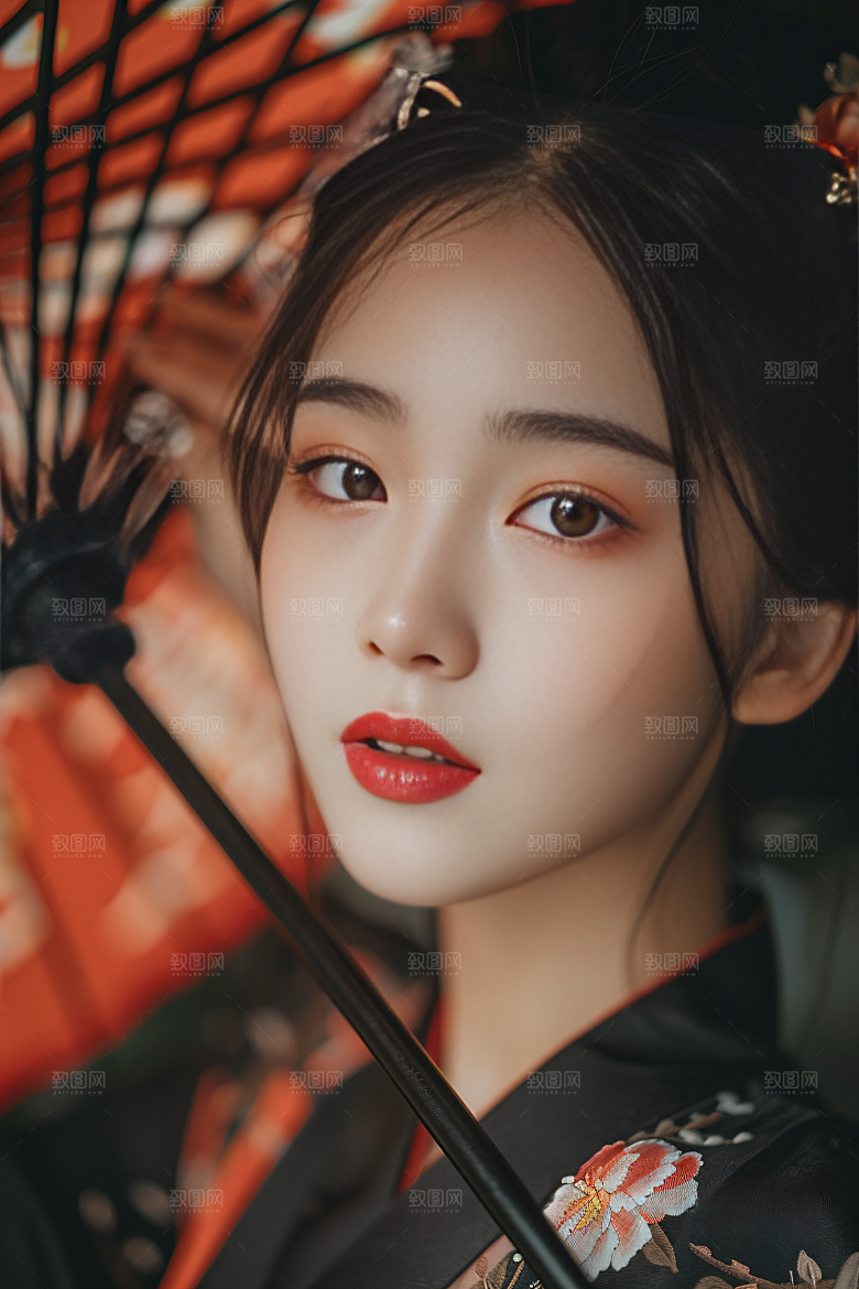 锦鲤汉服美女金鱼高清素材