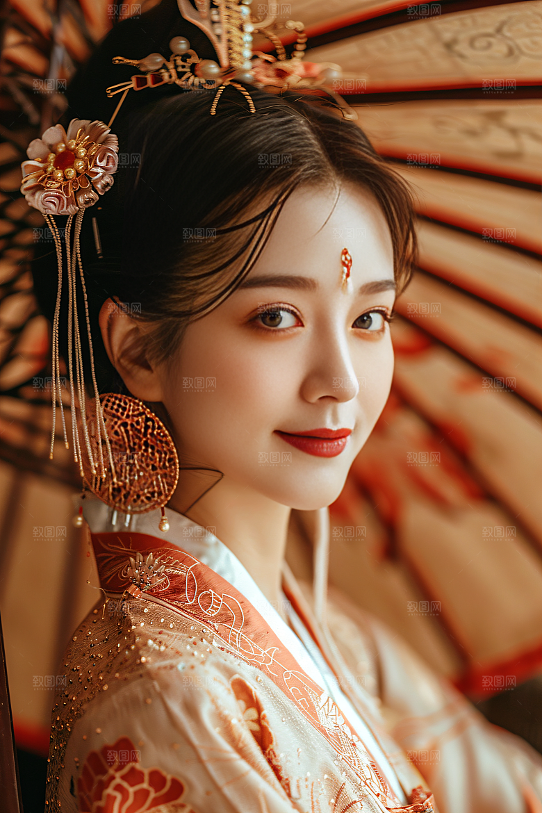 锦鲤汉服美女金鱼古风素材