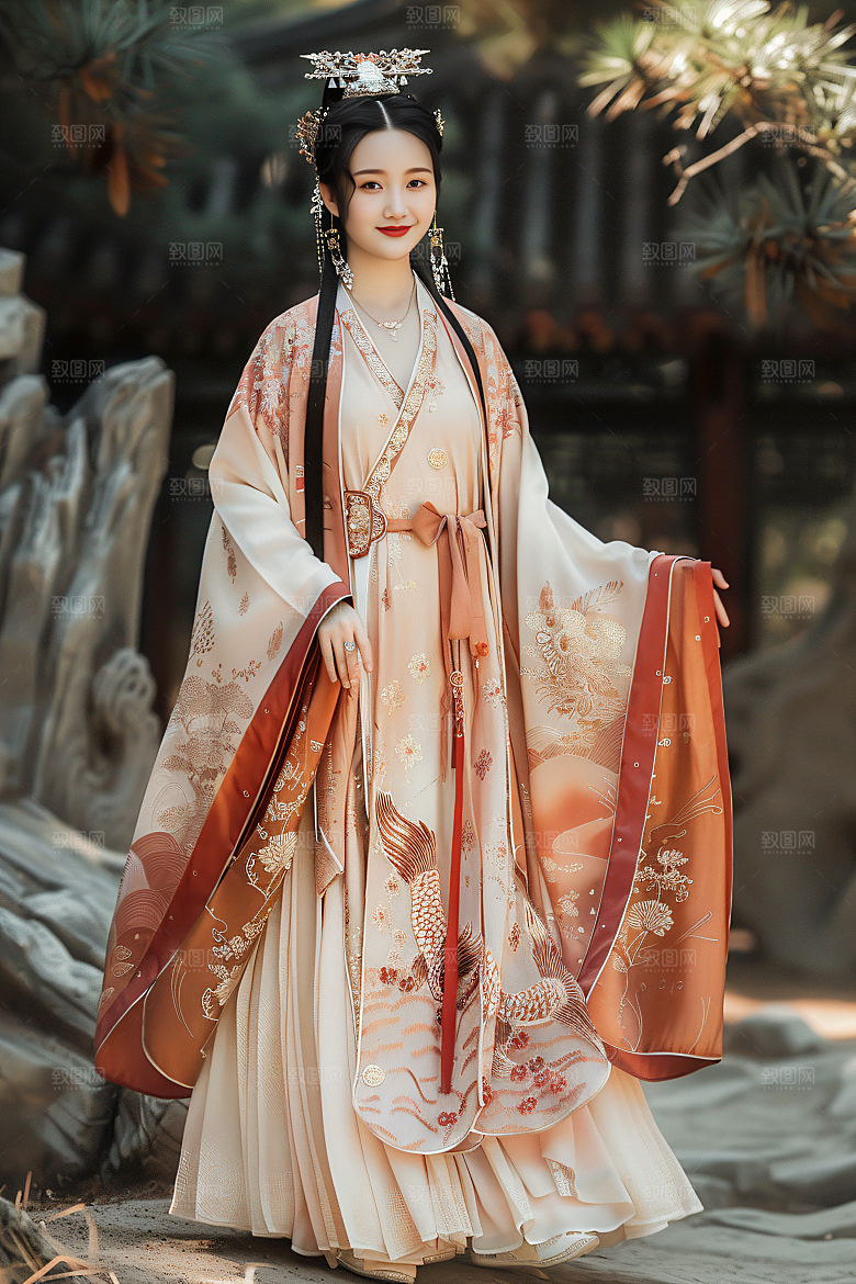 锦鲤汉服美女人像肖像素材
