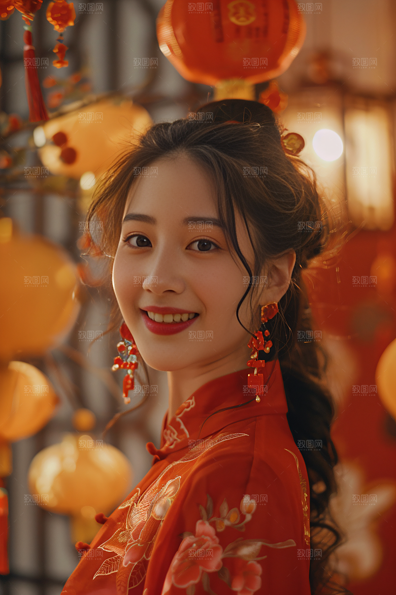 锦鲤汉服美女肖像高清素材