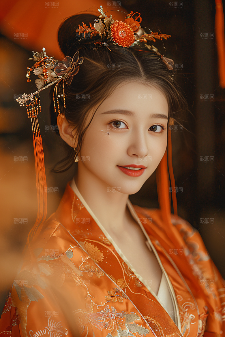 锦鲤汉服美女传统人像素材
