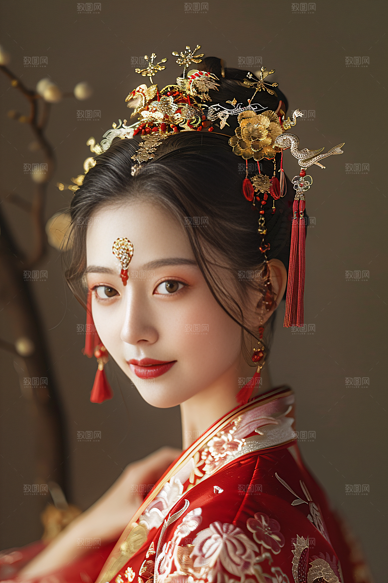 锦鲤汉服美女中国风高清素材