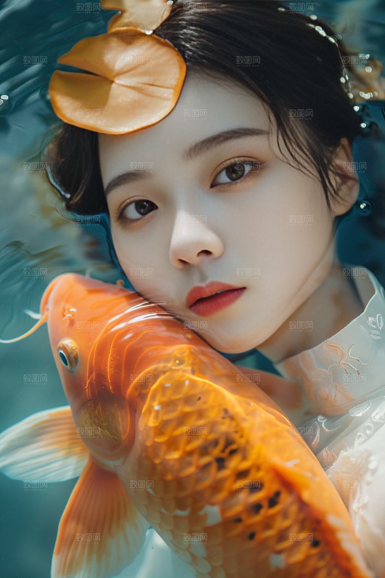 锦鲤汉服美女古风古风素材