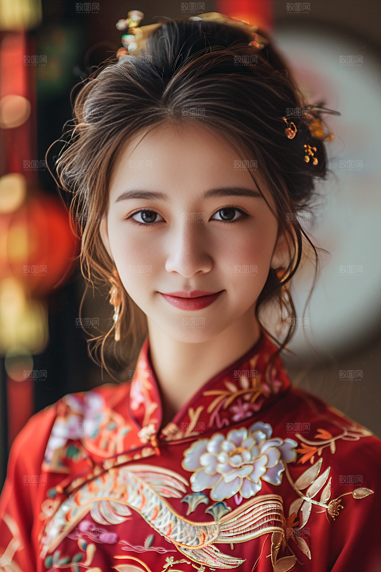锦鲤汉服美女古风吉祥素材