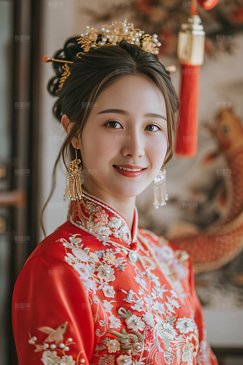 锦鲤汉服美女肖像高清素材