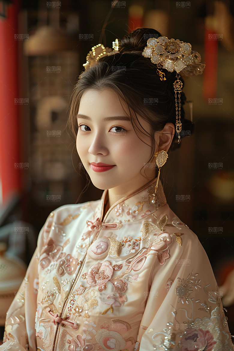 锦鲤汉服美女人像古风素材
