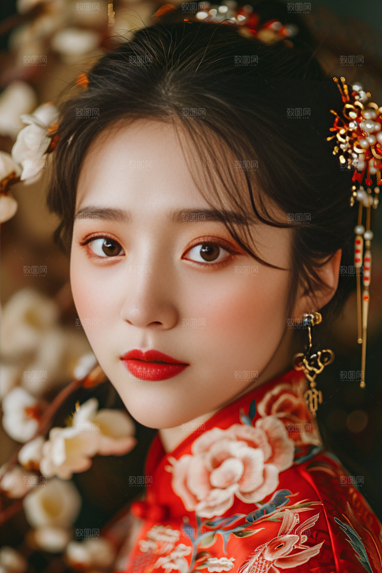 锦鲤汉服美女高清吉祥素材