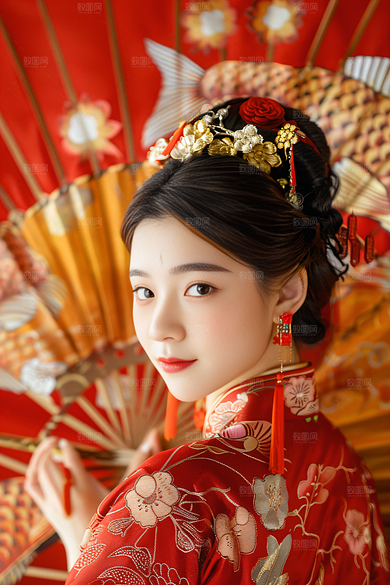 锦鲤汉服美女肖像高清素材