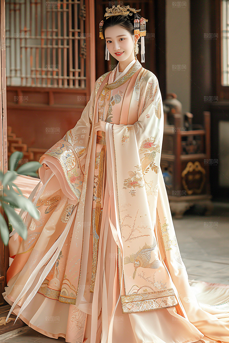 锦鲤汉服美女高清吉祥素材