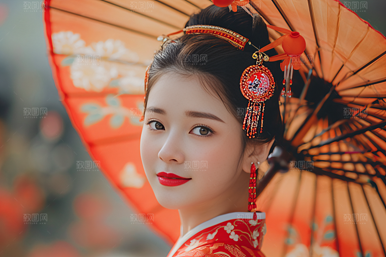锦鲤汉服美女金鱼精致素材