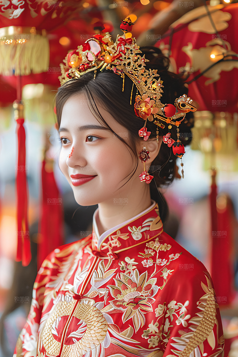 锦鲤汉服美女肖像金鱼素材