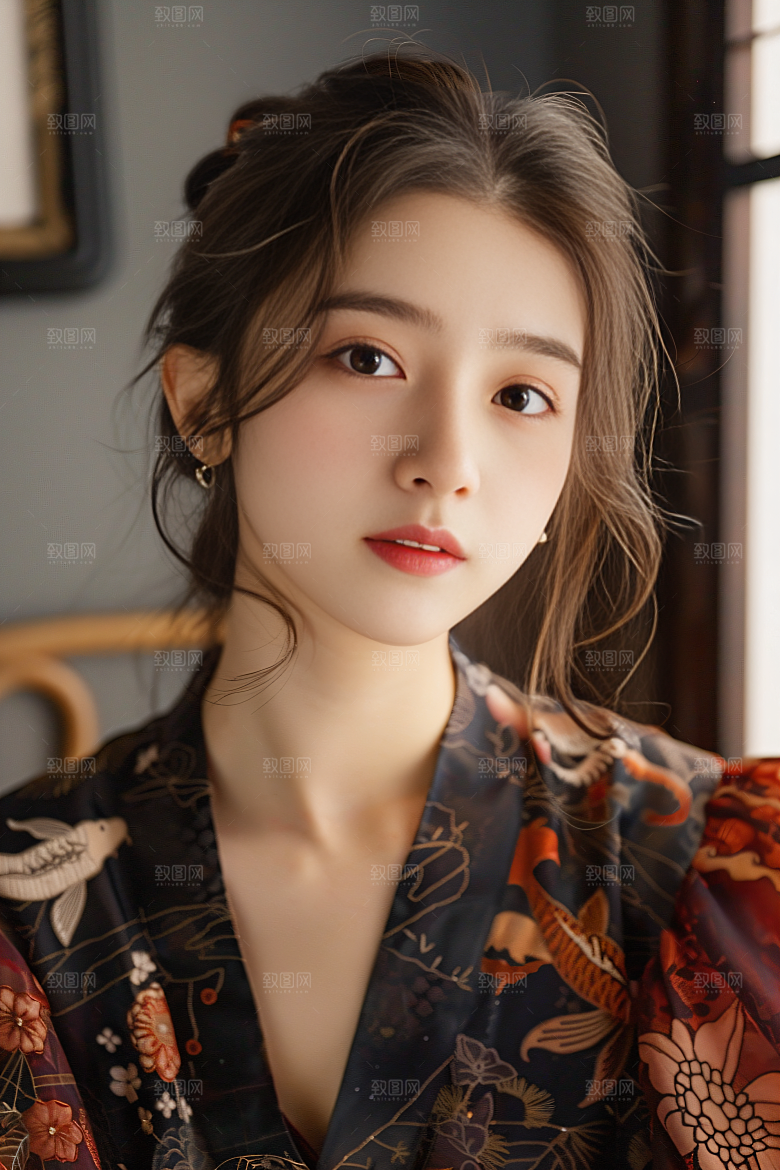 锦鲤汉服美女古风高清素材