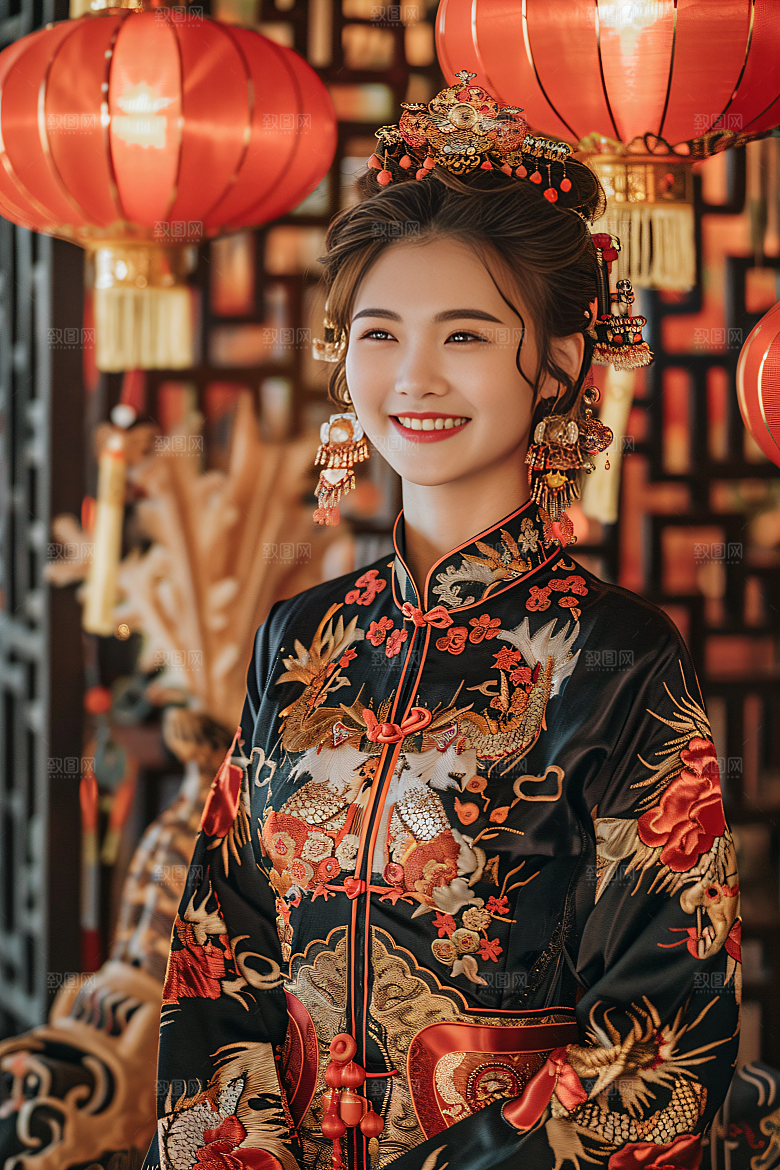 锦鲤汉服美女传统人像素材