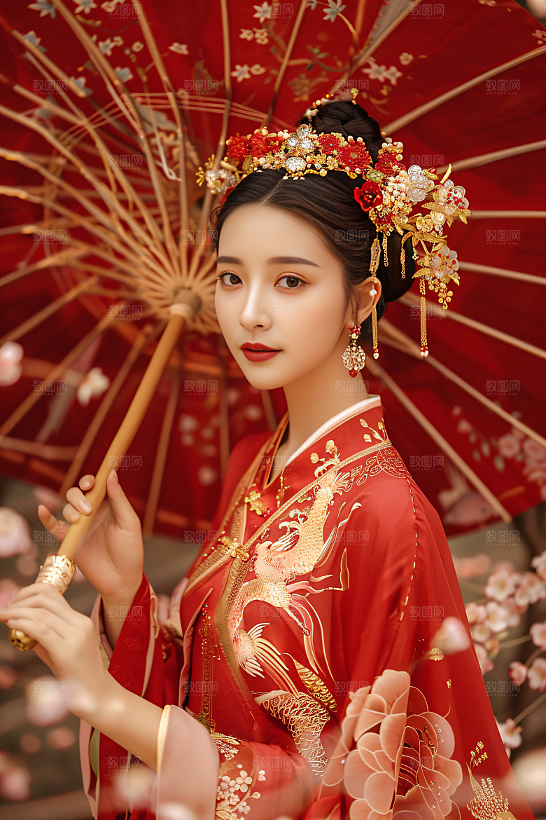 锦鲤汉服美女唯美精致素材