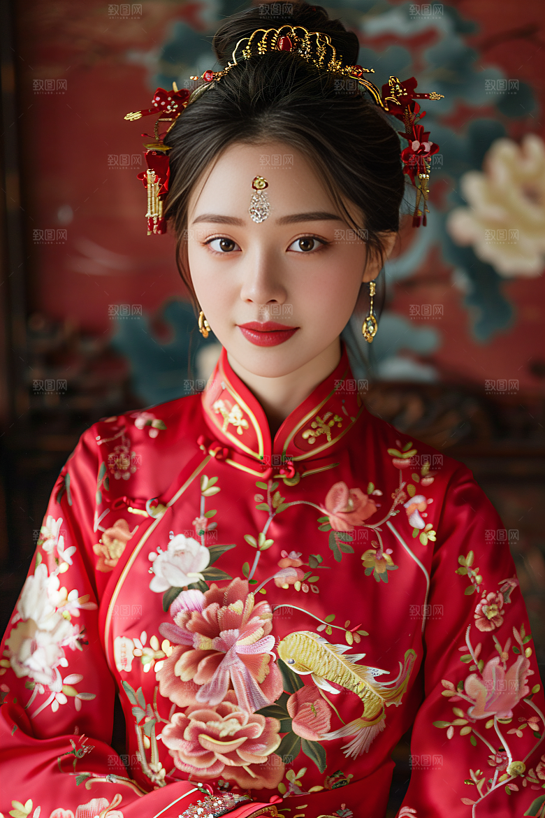 锦鲤汉服美女中国风精致素材