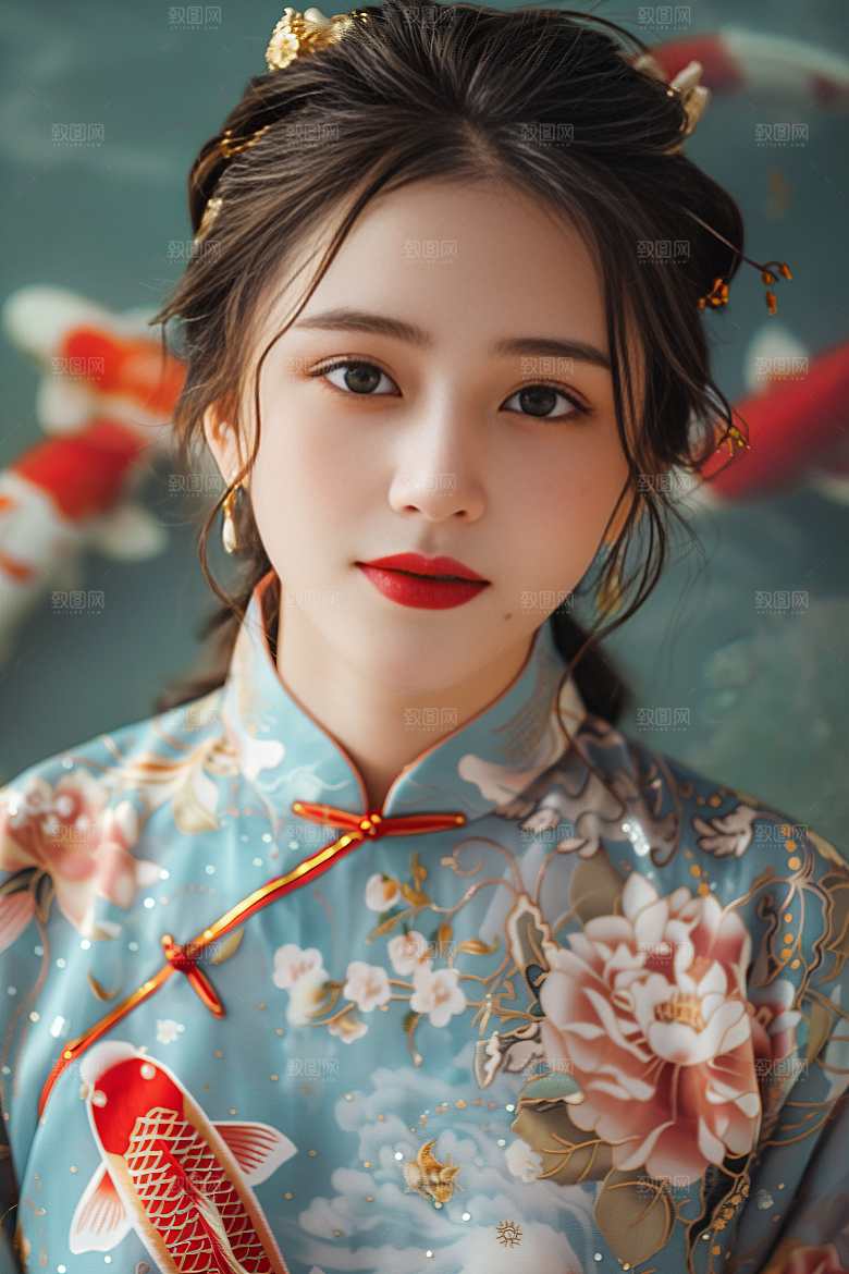 锦鲤汉服美女古风古风素材