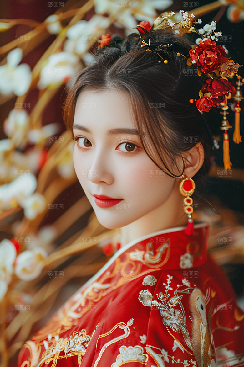 锦鲤汉服美女唯美优雅素材