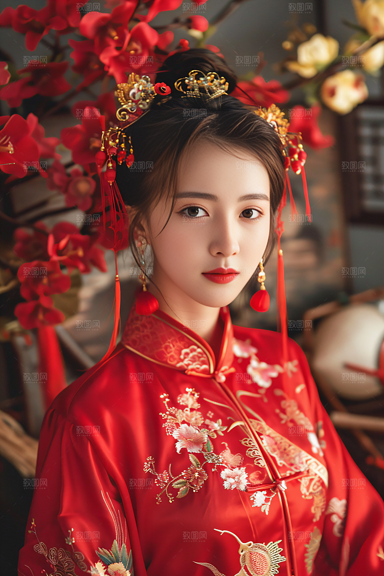 锦鲤汉服美女优雅人像素材