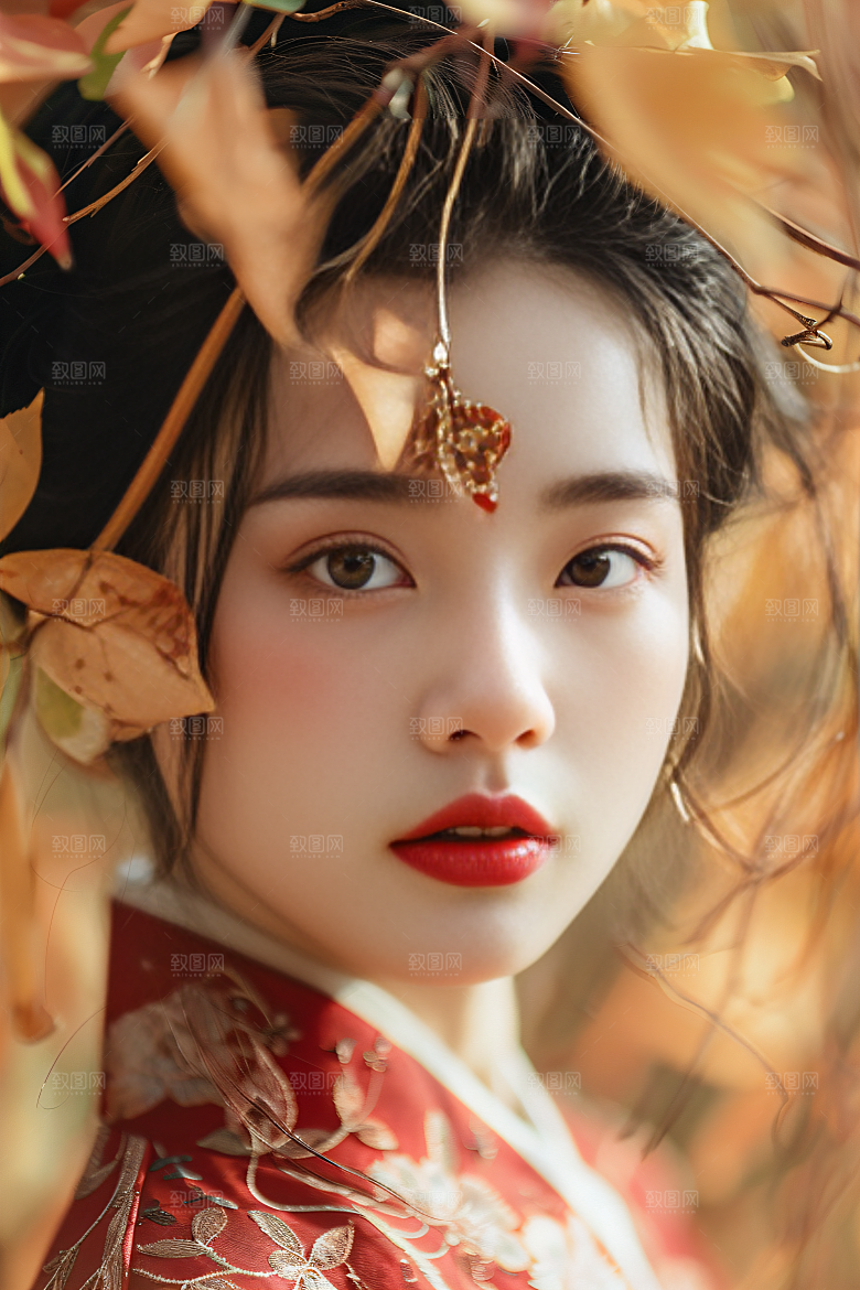 锦鲤汉服美女高清人像素材