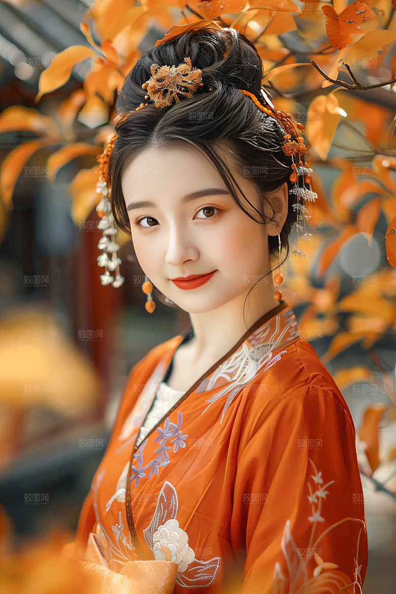 锦鲤汉服美女高清金鱼素材