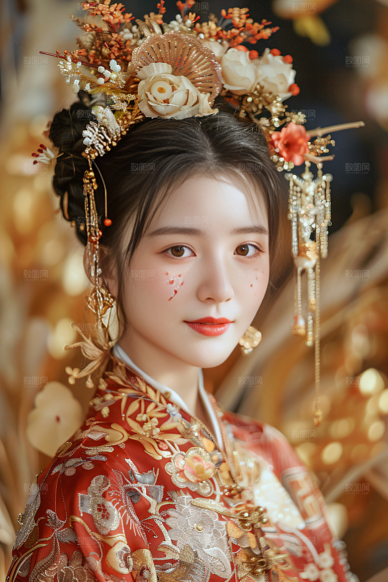 锦鲤汉服美女金鱼优雅素材