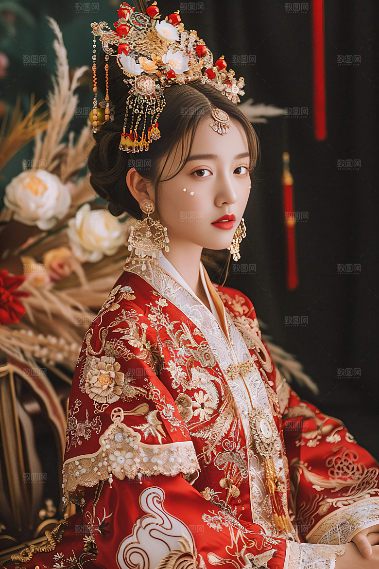 锦鲤汉服美女中国风高清素材