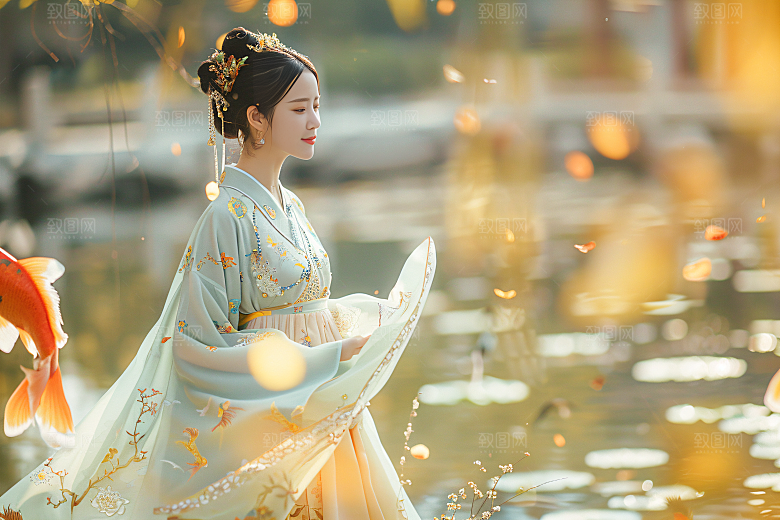 锦鲤汉服美女高清人像素材