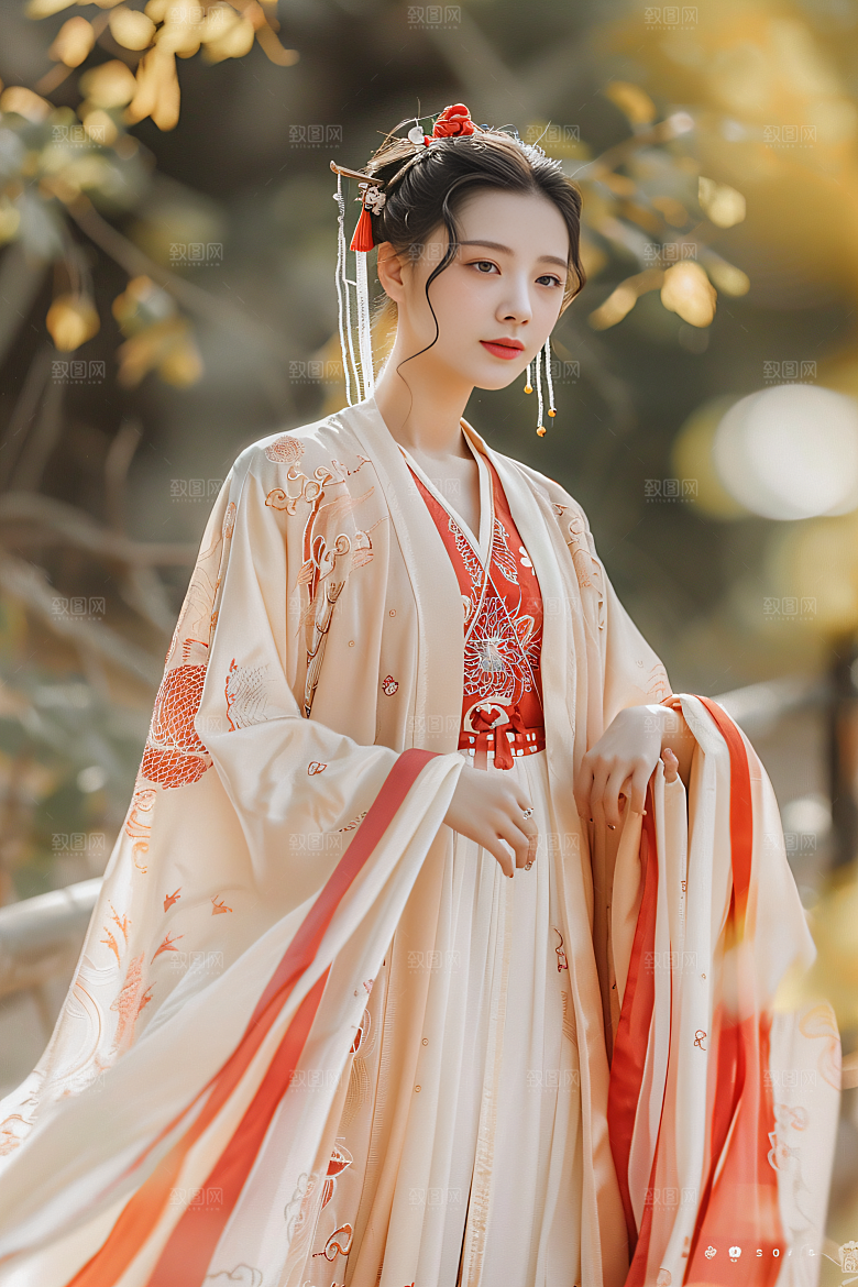 锦鲤汉服美女古风高清素材