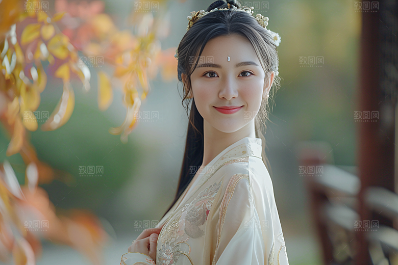锦鲤汉服美女人像精致素材