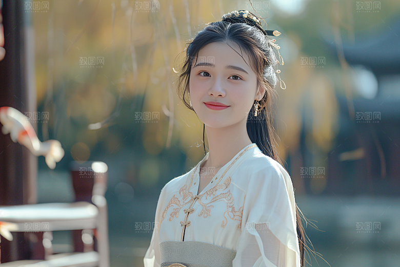 锦鲤汉服美女人像高清素材