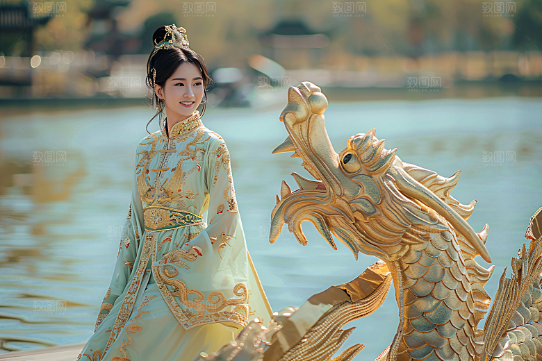 锦鲤汉服美女人像高清素材