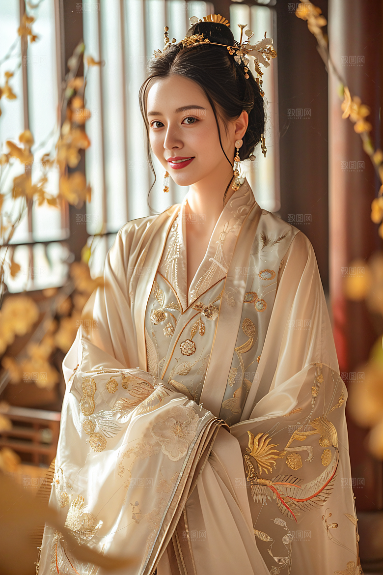 锦鲤汉服美女精致金鱼素材