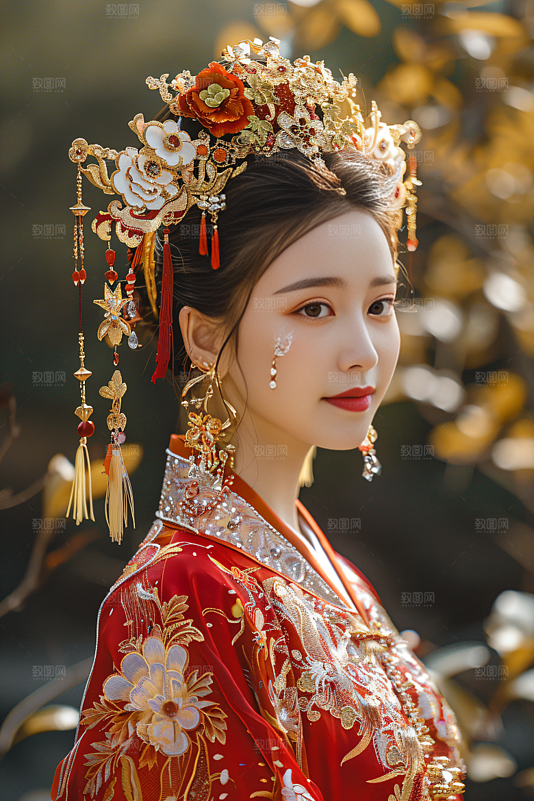 锦鲤汉服美女人像古风素材