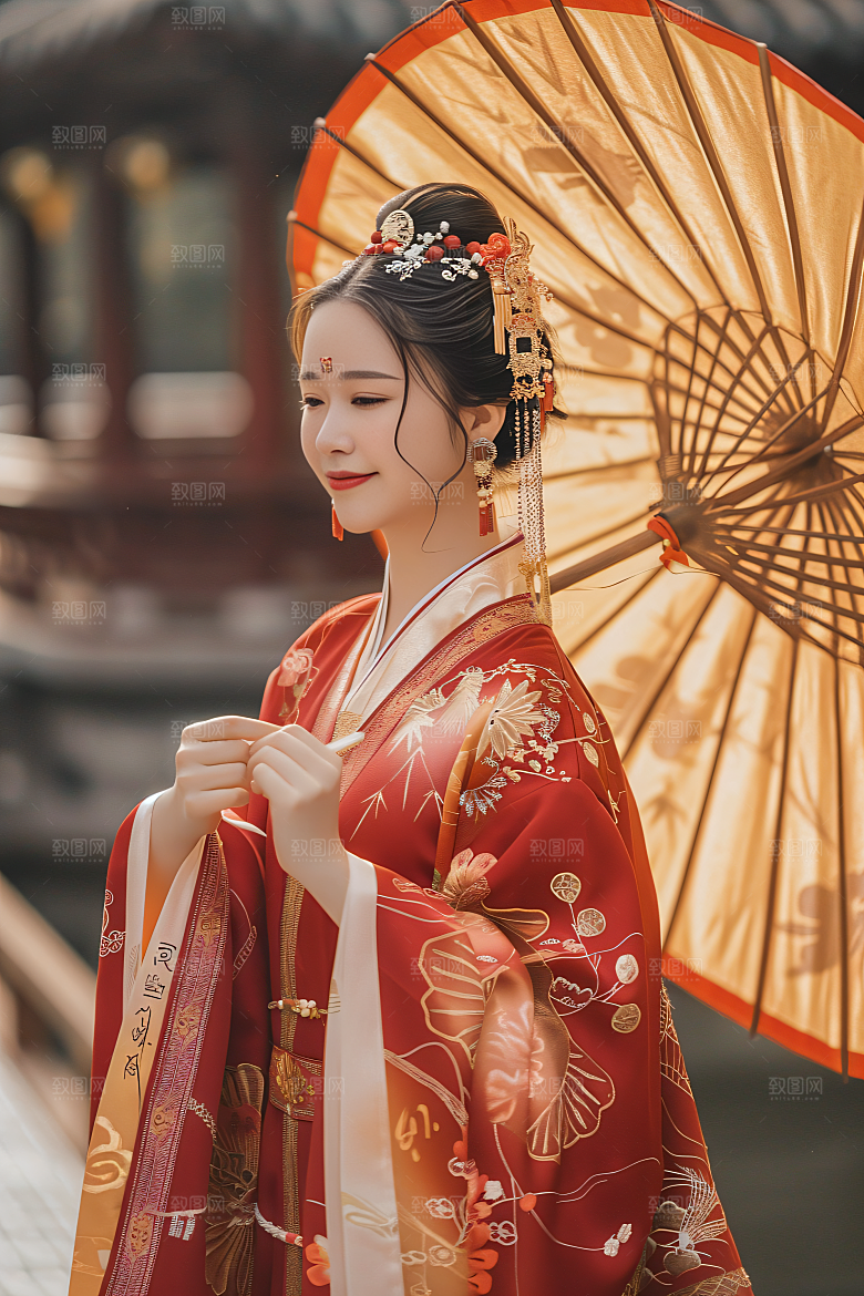 锦鲤汉服美女金鱼精致素材