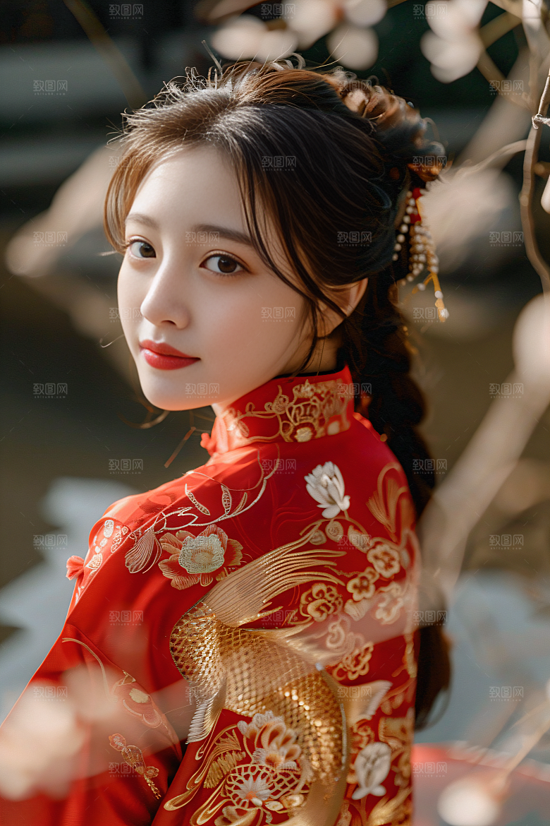 锦鲤汉服美女肖像高清素材