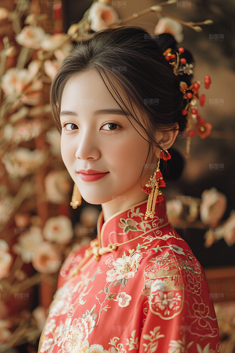 锦鲤汉服美女传统精致素材