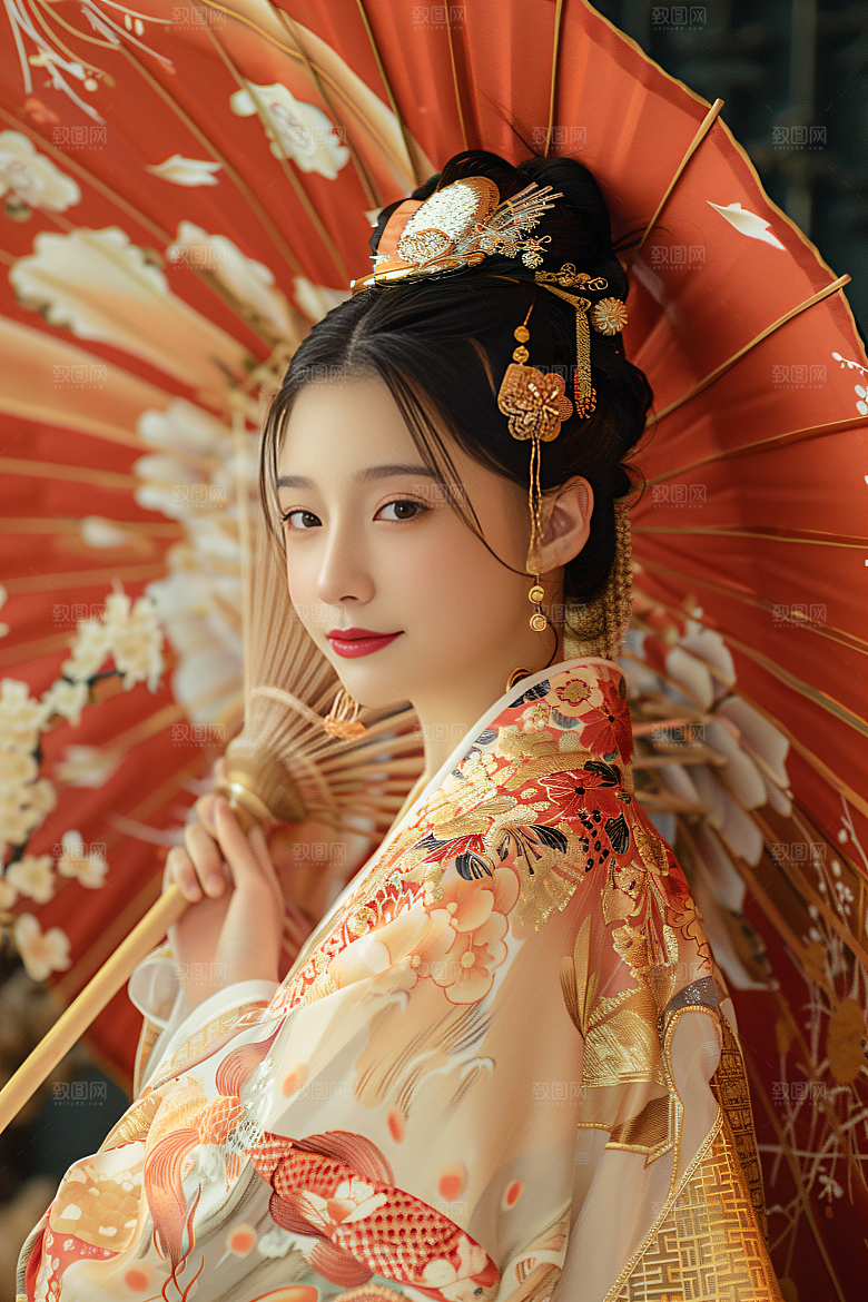 锦鲤汉服美女高清古风素材