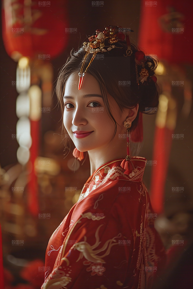 锦鲤汉服美女人像肖像素材