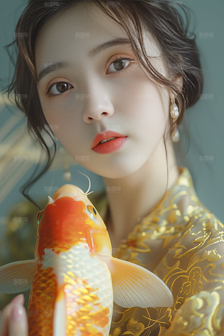 锦鲤汉服美女高清古风素材