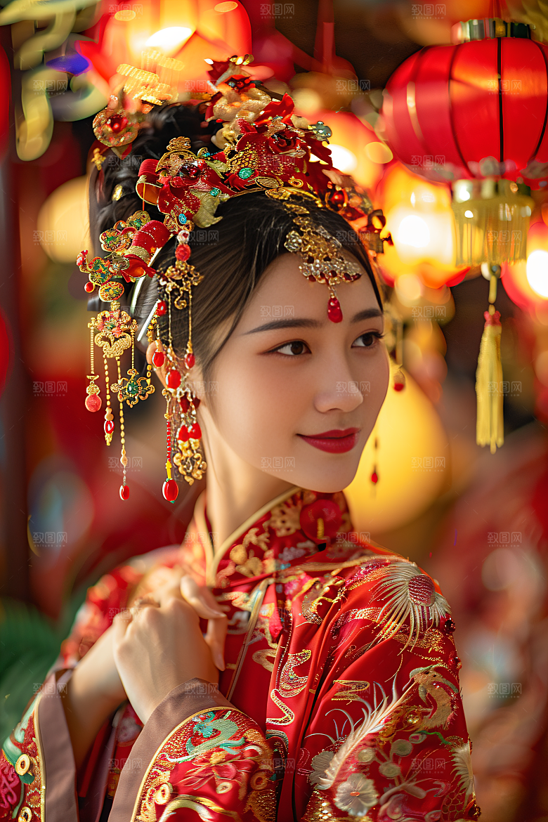 锦鲤汉服美女优雅高清素材