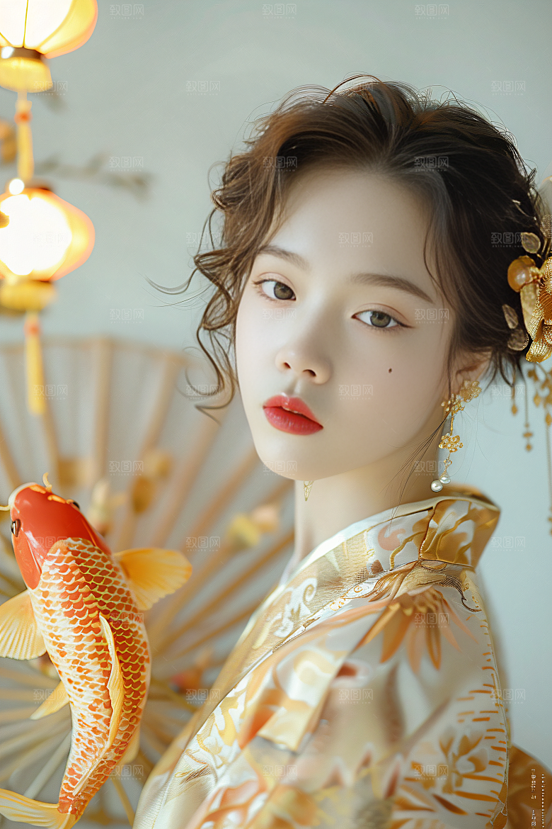 锦鲤汉服美女古风古风素材
