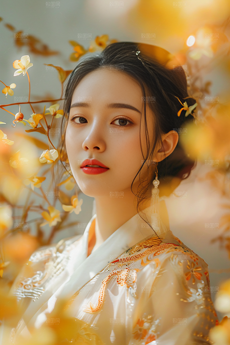 锦鲤汉服美女精致金鱼素材