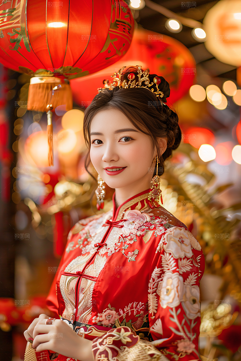 锦鲤汉服美女优雅精致素材