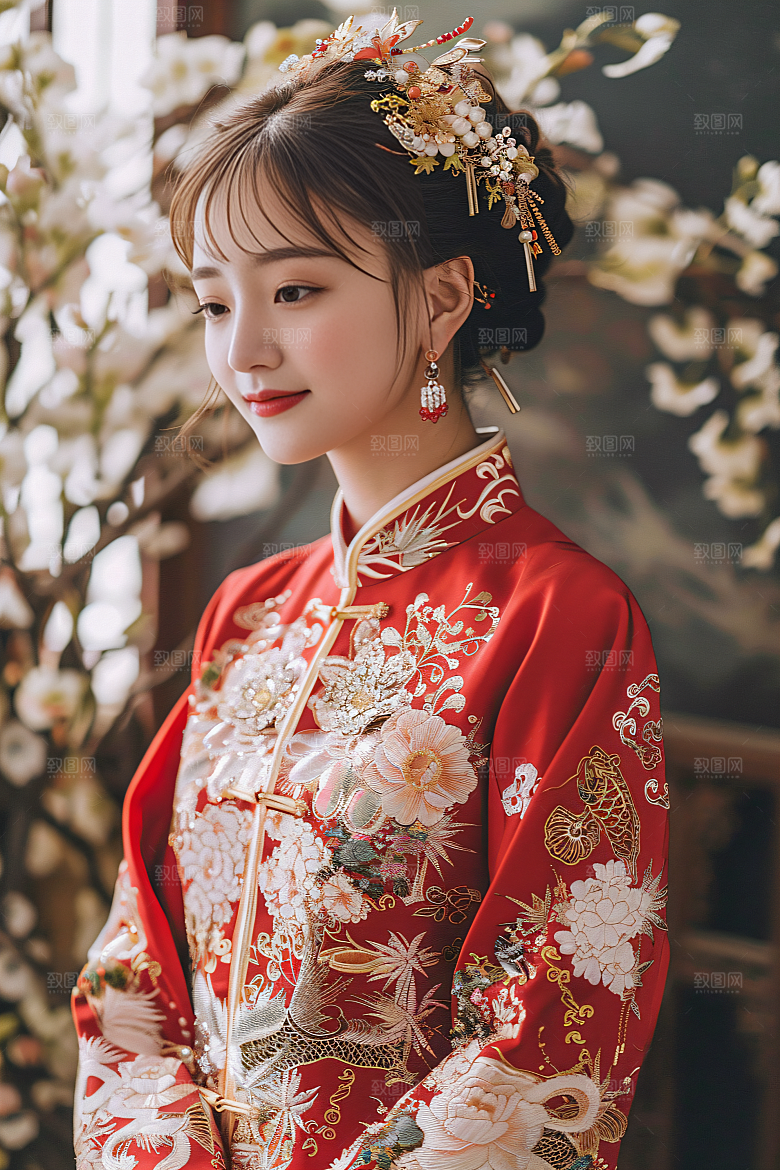 锦鲤汉服美女吉祥金鱼素材