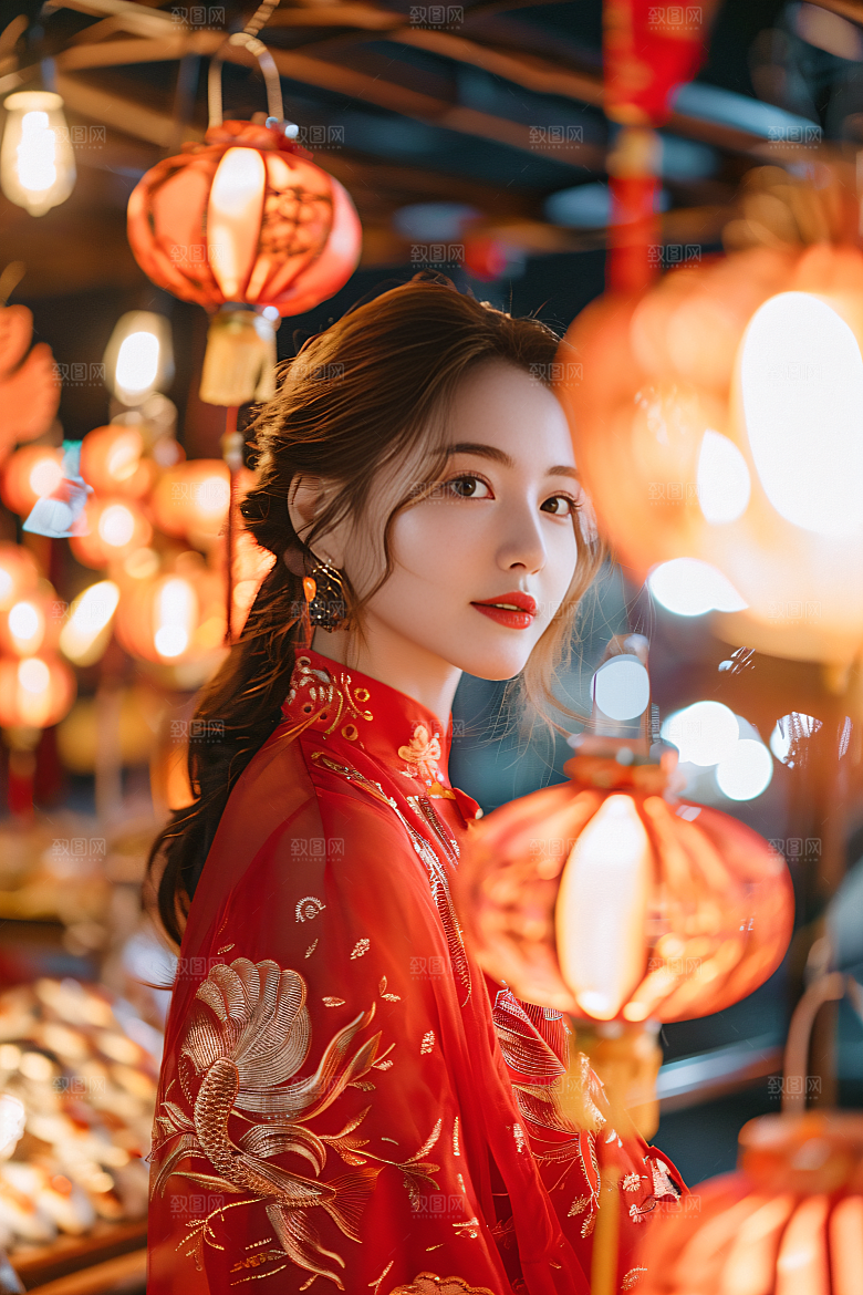 锦鲤汉服美女人像高清素材