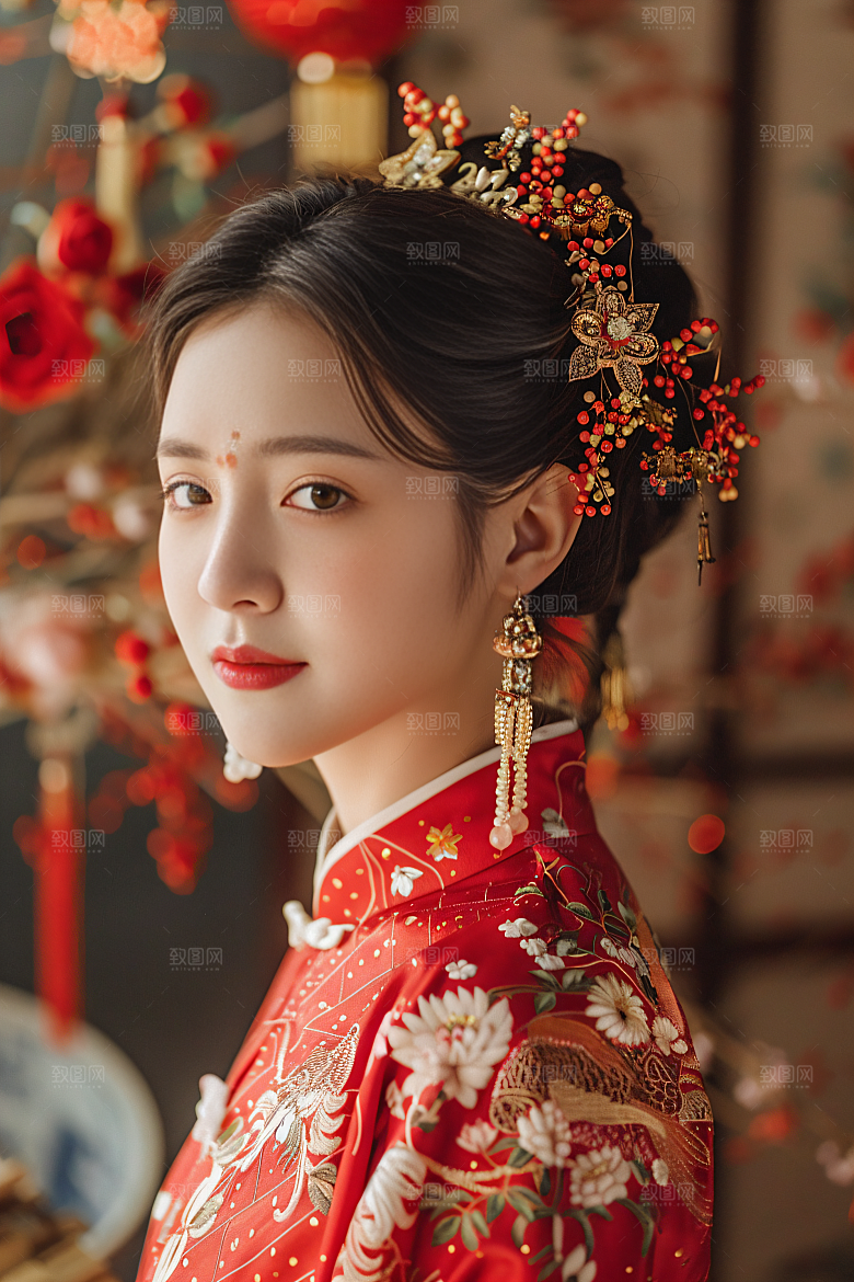 锦鲤汉服美女人像高清素材
