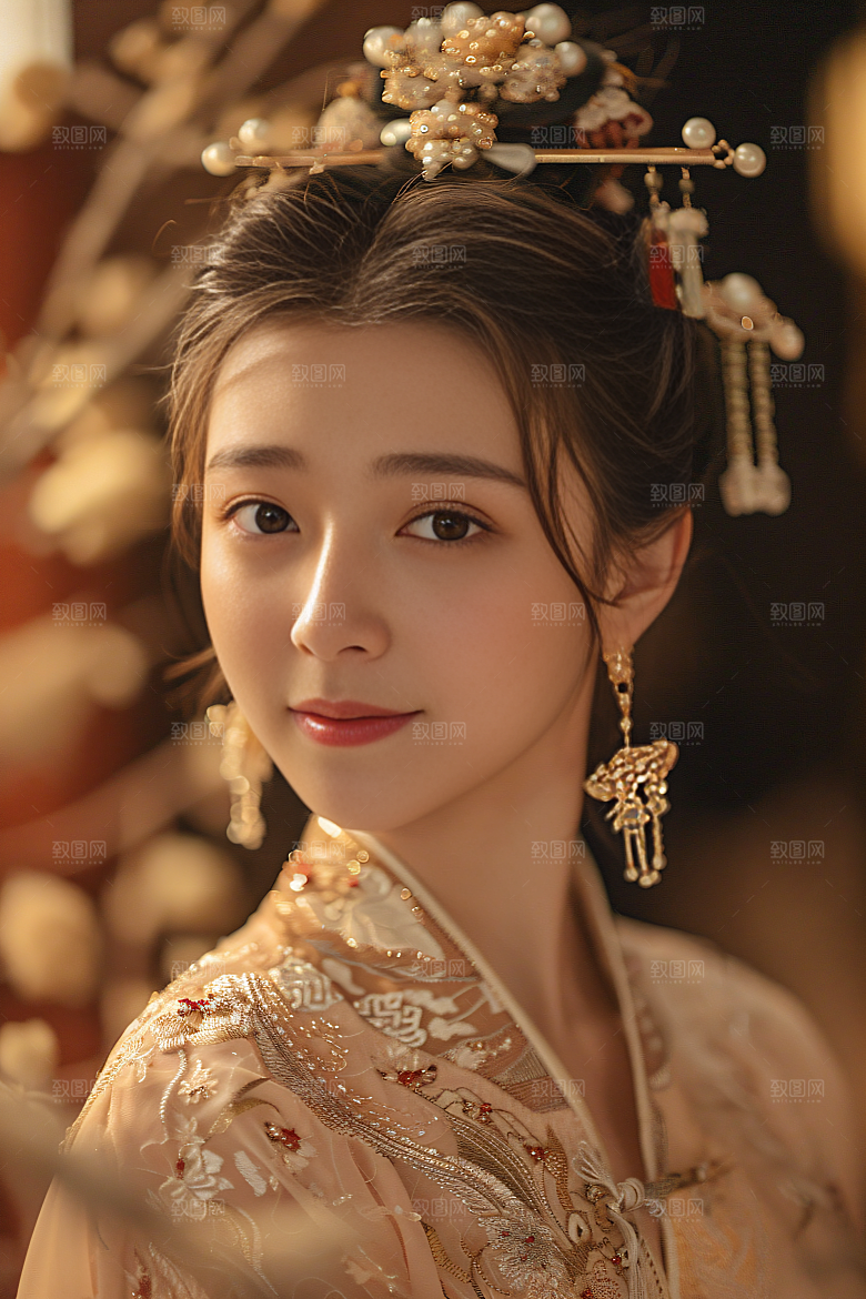 锦鲤汉服美女吉祥金鱼素材