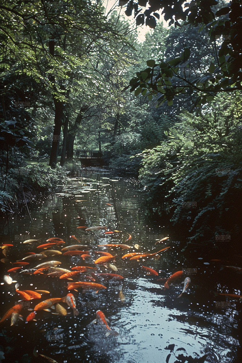 池塘锦鲤祈福高清素材
