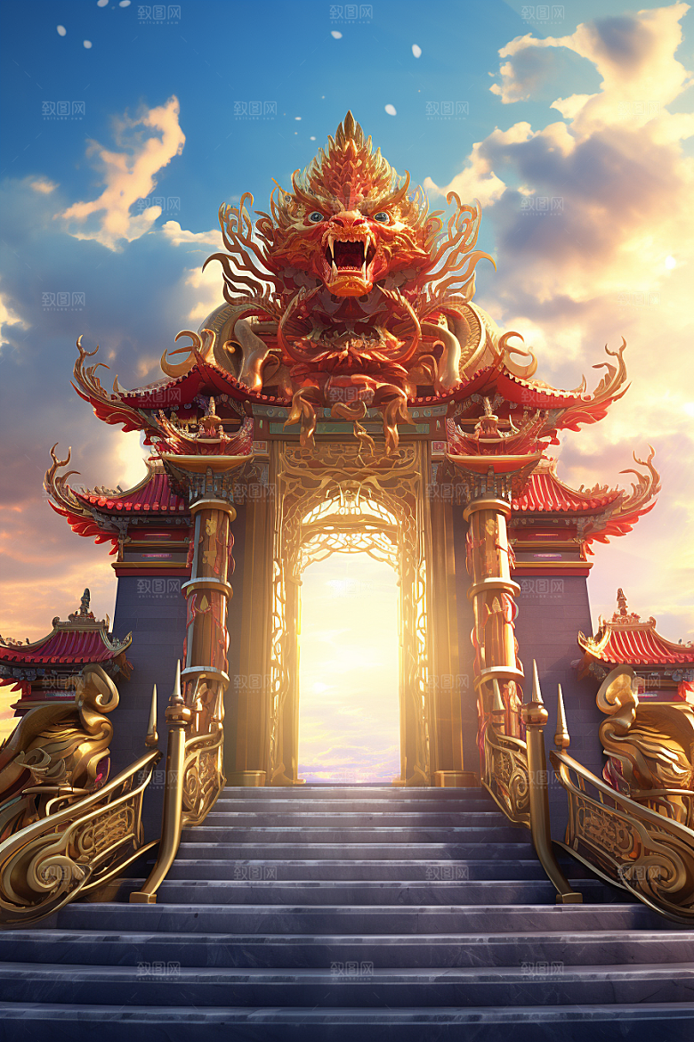 喜庆龙门跃龙门展台背景